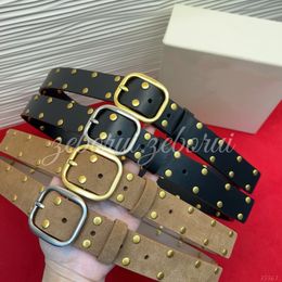 (Order by pic in opt, not by desc) Studded Leather Belt with Gold-Tone Buckle, Adjustable Waist Belt for Jeans and Dresses