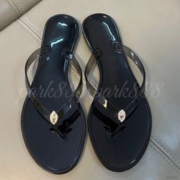(Order by pic in opt, not by desc) Rhinestone Embellished Jelly Flip Flops, Flat Thong Sandals with Crystal Detail for Beach & Summer Casual Wear