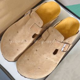 (Order by pic in opt, not by desc) suede material shoes distressed cowhide material Brand - collaboration genuine leather slippers
