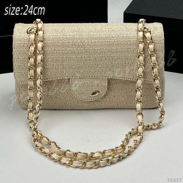 Women's Straw Woven Top Handle Handbag, Mini Structured Satchel Bag with Turn Lock Closure for Summer and Vacation