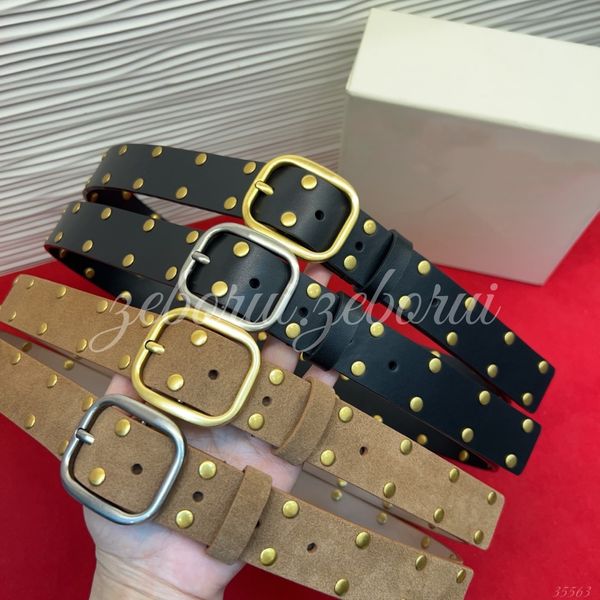 (Order by pic in opt, not by desc) Studded Leather Belt with Gold-Tone Buckle, Adjustable Waist Belt for Jeans and Dresses